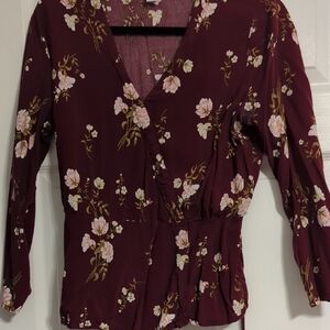 Floral Burgundy Wrap Old Navy Top